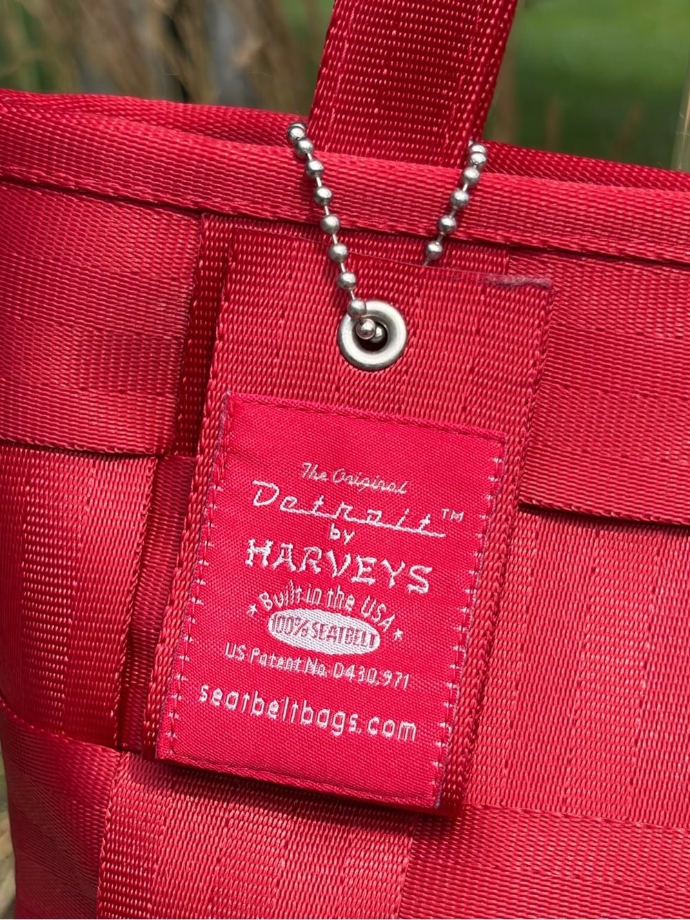 Vintage Harvey’s “The Original Detroit” Seatbelt Bag Small Tote Red EUC - Picture 5 of 15